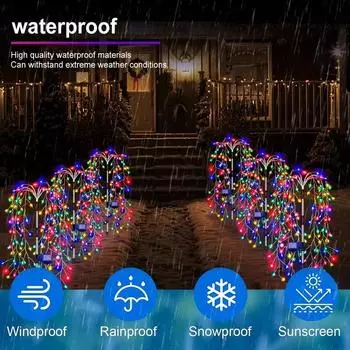 Водонепроницаемый солнечный фонарь для газона, фейерверк, фейерверк, наружный фонарь для двора, садовой дорожки, дорожки, террасы, цветника, украшения для вечеринок 120LED Warm White-1PCS