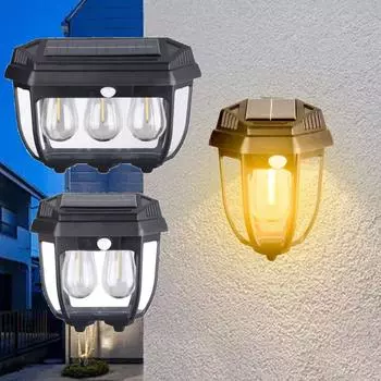 Водонепроницаемый солнечный вольфрамовый свет накаливания 1/2/3 лампы солнечный забор фонари открытый 2 Lamps