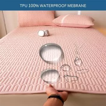 Водонепроницаемый стеганый чехол для матраса, утолщенный дышащий наматрасник для односпальной, двуспальной, двуспальной, двуспальной, двуспальной, двуспальной, двуспальной и парной кровати 2xPillowcase 48x74cm