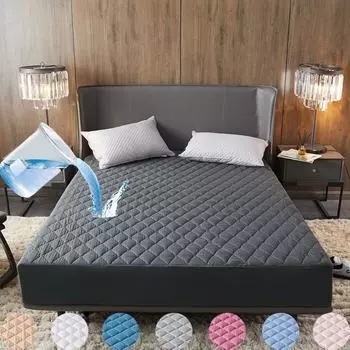 Водонепроницаемый стеганый наматрасник, воздухопроницаемый защитный чехол для кровати, наматрасник Queen, не включая наволочку, простыню с тиснением 120*200cm розовый