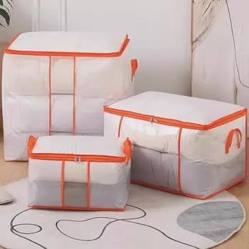 Водонепроницаемый стеганый прозрачный комплект для хранения одежды и брюк Orange Grid Quilt Bag Series