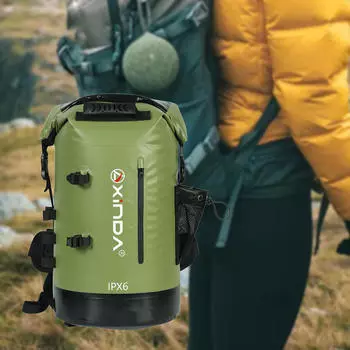 Водонепроницаемый сухой рюкзак-мешок, легкий мешок для хранения, сворачивающийся сверху, для пляжа и улицы 20L хаки