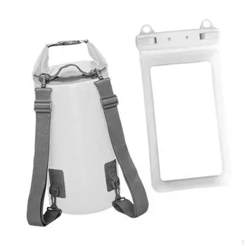 Водонепроницаемый сухой рюкзак Портативный легкий складной рюкзак с чехлом для телефона белый