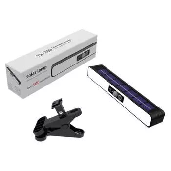 Водонепроницаемый светодиодный солнечный светильник для патио, регулируемая подставка, датчик движения, зажимная лампа с автоматическим включением для забора, входной двери, гаража White Light белый