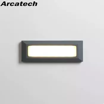 Водонепроницаемый светодиодный светильник для лестницы, светильники для ступеней, угловой светильник, поверхностный светильник для ног, для использования в помещении и на открытом воздухе, светильник для лестницы Warm White (2700-3500K) чёрный