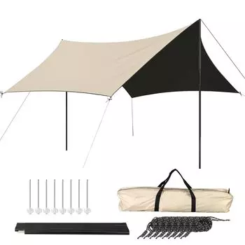 Водонепроницаемый тент для кемпинга с защитой от солнца и водоотражающим шнуром, брезент, тент, тент, Rectatarp, 3м4м4м, оборудование, для улицы, шест, устойчивый,