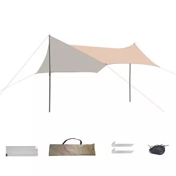 Водонепроницаемый тент Hexa Tarp, серебристое покрытие, водонепроницаемость, 3000 мм, солнцезащитный козырек, теплоизоляция, легкое, компактное, походное снаряжение