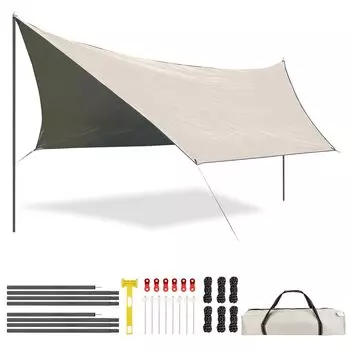 Водонепроницаемый тент Hexa Tarp, серебристое покрытие, водонепроницаемый, 3000 мм, солнцезащитный козырек, теплозащитный экран, легкое, компактное, походное снаряжение с