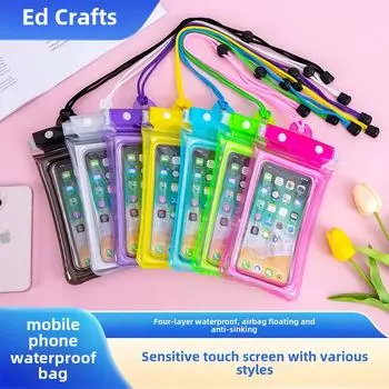 Водонепроницаемый трехслойный чехол для телефона с подушкой безопасности для активного отдыха на воде, совместим с сенсорным экраном. розовый