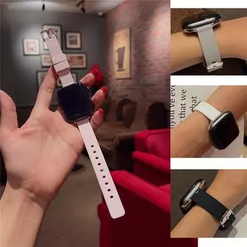 Водонепроницаемый удобный мягкий силиконовый ремешок с тонкой талией для ремешков Iwatch серии Ultra/8/7/6/SE/5/4/3/2/1 49 мм 41 мм 45 мм 44 мм 40 мм 42 мм 38 мм For 38mm/40mm/41mm
