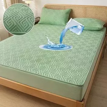 Водонепроницаемый утолщенный наматрасник, протектор, моющийся жаккардовый стеганый простынь, латексный коврик, чехол для односпальной двуспальной кровати, топпер 90X190cm Only a sheet