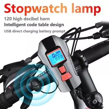 Водонепроницаемый велосипедный фонарь с зарядкой через USB, передний велосипедный фонарь, фонарик на руль, велосипедный головной фонарь с гудком и ЖК-экраном для измерения скорости