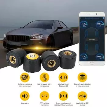 Водонепроницаемый внешний датчик давления в шинах Android iOS BLE TPMS Универсальный датчик давления в шинах автомобиля Bluetooth 4.0 5.0 Bluetooth 4.0