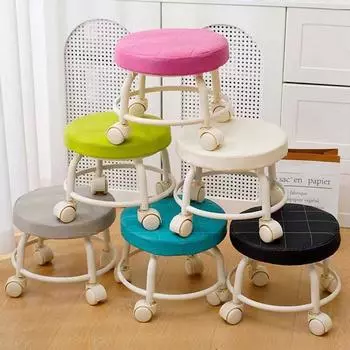 Водонепроницаемый вращающийся стул на роликах из искусственной кожи с низким сиденьем, удобный стул на роликах для педикюра серый