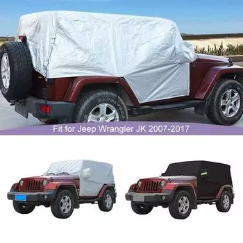 Водонепроницаемый всепогодный солнцезащитный козырек на лобовое стекло, кожаный автомобильный чехол, подходит для Jeep Wrangler JK JL, 2-дверная версия, внешние аксессуары серебряный