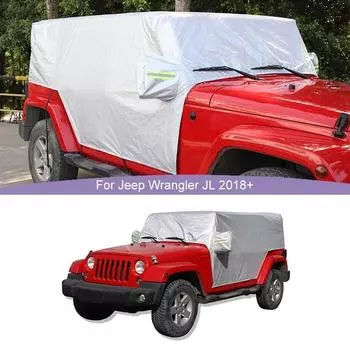 Водонепроницаемый всепогодный солнцезащитный козырек на лобовое стекло, автомобильный чехол, подходит для Jeep Wrangler JK, для Wrangler JL, 4-дверная версия 2007-2023, внешние аксессуары серебряный