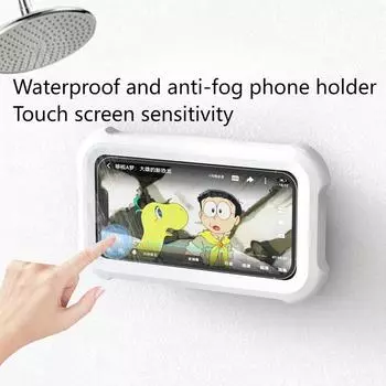 Водонепроницаемый, запотевающий держатель для мобильного телефона в ванную комнату, настенный держатель для мобильного телефона с вращением на 360° для душа и ванной комнаты чёрный