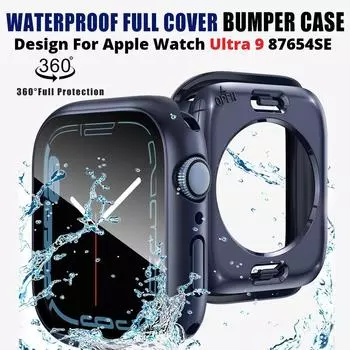 Водонепроницаемый защитный чехол для Apple Watch Ultra CASE 49 мм, 45 мм, 41 мм, 40 мм, 44 мм, 42 мм, 360, защитная пленка для стекла, рамка заднего бампера, гальваника 40mm чёрный