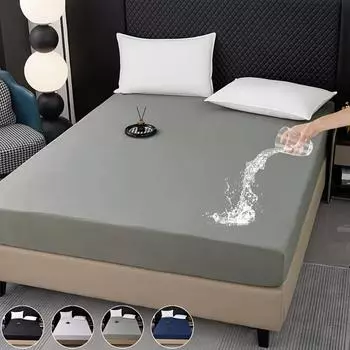 Водонепроницаемый защитный чехол для матраса, 100% полиэстер и полиуретан, гипоаллергенная мягкая шлифованная ткань, простыня на резинке с глубоким карманом 80x200cm чёрный