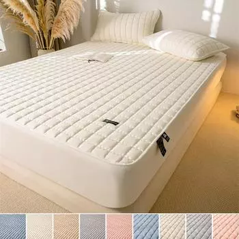 Водонепроницаемый защитный чехол для матраса, мягкий, дышащий, 100% водонепроницаемый чехол для матраса, соевое покрывало, прочное, нескользящее, покрывало для кровати 2xPillowcase 48x74cm