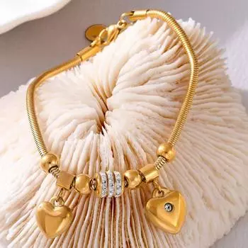 Водонепроницаемый женский браслет с подвеской в виде сердца и кольцами на руку, креативный подарок