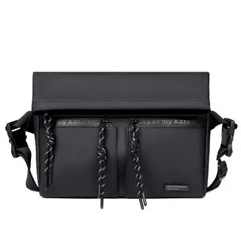 Водоотталкивающая мужская сумка через плечо, однотонная сумка через плечо большой емкости, нагрудная сумка чёрный