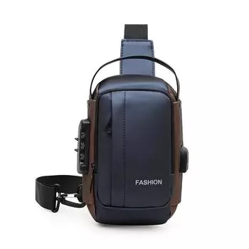 Водоотталкивающая нагрудная сумка мужская сумка через плечо сумка для мобильного телефона сумка для поездок на работу кодовый замок плечевая сумка синий/золотой