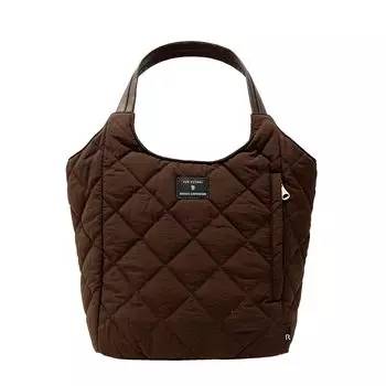 Водоотталкивающая стеганая большая вместительная сумка-тоут, устойчивая, с отделениями LT Round Paluti Quilt ROUND 02 Коричневый [Routeto] Женская