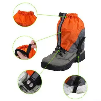 Водоотталкивающие нейлоновые чехлы для ног для походов, водонепроницаемые гетры для ног на открытом воздухе чёрный