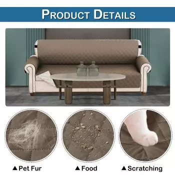 Водоотталкивающие стеганые чехлы для диванов с подлокотниками, водонепроницаемые двусторонние чехлы, моющиеся коврики для защиты домашних животных, мебель для гостиной 1 Seater серый