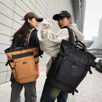 Водоотталкивающий нейлоновый рюкзак большой емкости, мужская дорожная сумка, студенческая школьная сумка чёрный