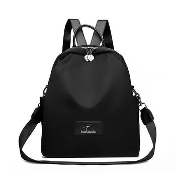 Водоотталкивающий Рюкзак Женский Нейлоновый Дорожный Рюкзак Защита от краж Студенческий Школьный Рюкзак чёрный