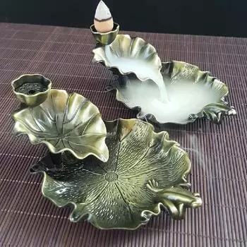 Водопад благовоний, конусная курильница с лягушкой или рыбой, обратный поток благовоний, металлическая курильница, ароматерапия, украшение для дома, йога