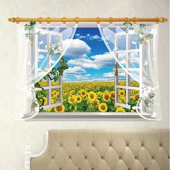 Водопад Детская комната 3d наклейка на окно Съемные наклейки на стену Домашний декор Художественная роспись E