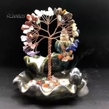 Водопад Курильница Искусственный Хрустальный Камень Счастливое Дерево Смола Орнамент Творческий Ремесленный Держатель Конуса Благовоний для Домашнего Комнаты Дзен Украшение Медитация B