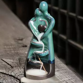 Водопад Курильница Пара Керамика Орнамент Объятие Статуя Любви Творческий Освежитель Воздуха Ручной Работы Конус Благовоний синий