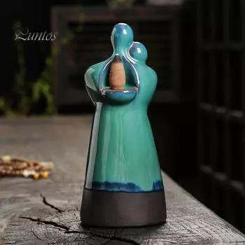 Водопад Курильница Пара Объятие Статуя Любви Модель Керамический Орнамент Креативный Освежитель Воздуха Ремесленный Держатель Конуса Благовоний для Гостиной синий