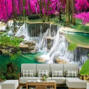 Водопад Лес Природный Пейзаж 3D Фото Обои Домашний Декор Фреска Спальня Декор Обои 200 cm(W) x 140 cm(H)