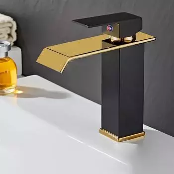 Водопад с медным сердечником над столешницей, умывальник, черный смеситель для раковины, горячий и холодный смеситель для ванной комнаты, туалет с одним отверстием