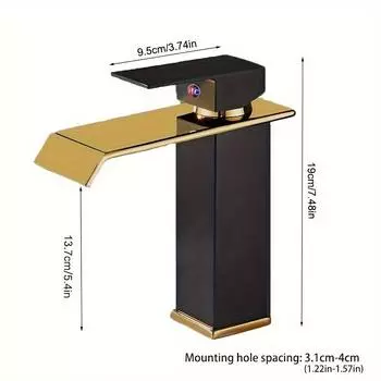 Водопад с медным сердечником над столешницей, умывальник, черный смеситель для раковины, горячий и холодный смеситель для ванной комнаты, туалет с одним отверстием