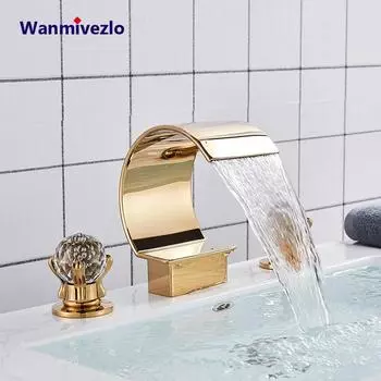 Водопад Wanmivezlo для ванной комнаты, смеситель для раковины, монтируемый на бортик, смеситель для холодной и горячей воды, одно отверстие, кран для мойки на 3 отверстия