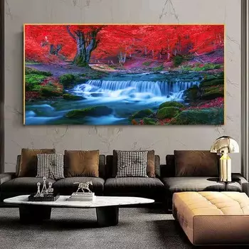 Водопад Живописный Мангровый Лес Пейзаж Холст Настенное Искусство Холст Картины Домашний Декор Печатает Искусство 20x40cm