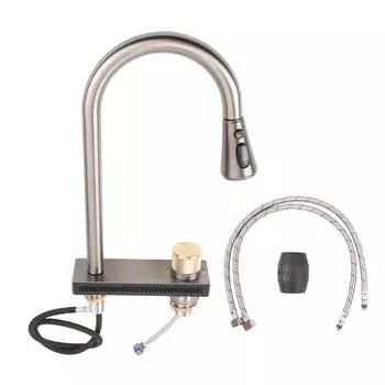 Водопадный смеситель для кухонной мойки, легко моется, интерфейс G1/2, кухонный кран из нержавеющей стали с тягой