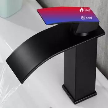 Водопадный смеситель для раковины, смесители для горячей и холодной воды из нержавеющей стали, смесители для раковины, монтаж на столешницу для раковины