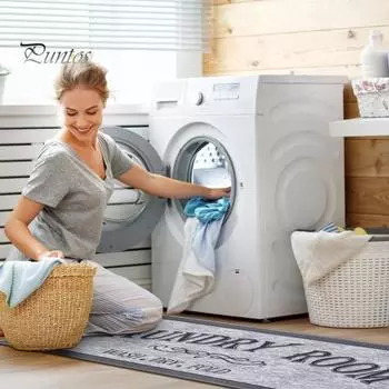Водопоглощающий напольный коврик для прачечной, стиральной машины, прямоугольный ковер с буквенным принтом, нескользящий и устойчивый к пятнам коврик для ванной комнаты для умывальника F