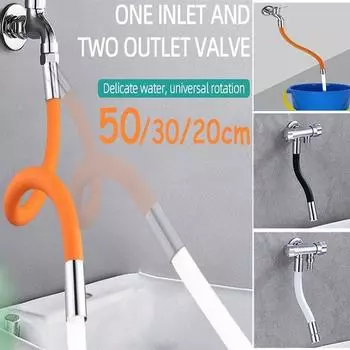 Водопроводный кран с защитой от брызг и удлиненным силиконовым удлинителем, который можно вращать на 360 градусов для домашнего использования 20cm оранжевый