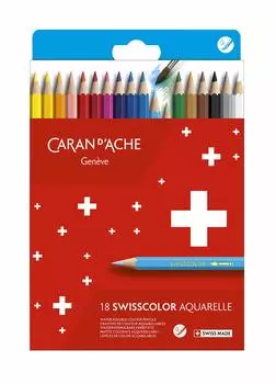 Водорастворимые цветные карандаши Caran Swiss Color, набор из 18 цветов, бумажная коробка d Ache 1285-818