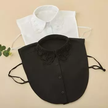 Водорастворимый кружевной воротник с каплями воды, ручная работа, дизайн с бусинами, поддельный воротник, полуторообразный воротник белый