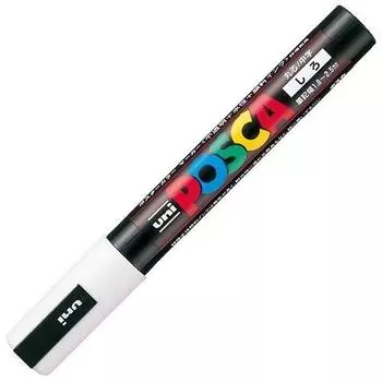 Водорастворимый маркер Mitsubishi Pencil Posca PC-5M.1 Medium Point White [5 шт.]