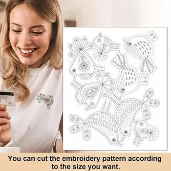 Водорастворимый переводной карандаш для вышивки и бумага для вышивки стежками, смываемые готовые узоры, стабилизатор для любителей и новичков ручного шитья Bird